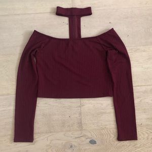 FOREVER 21 burgundy off the shoulder shirt